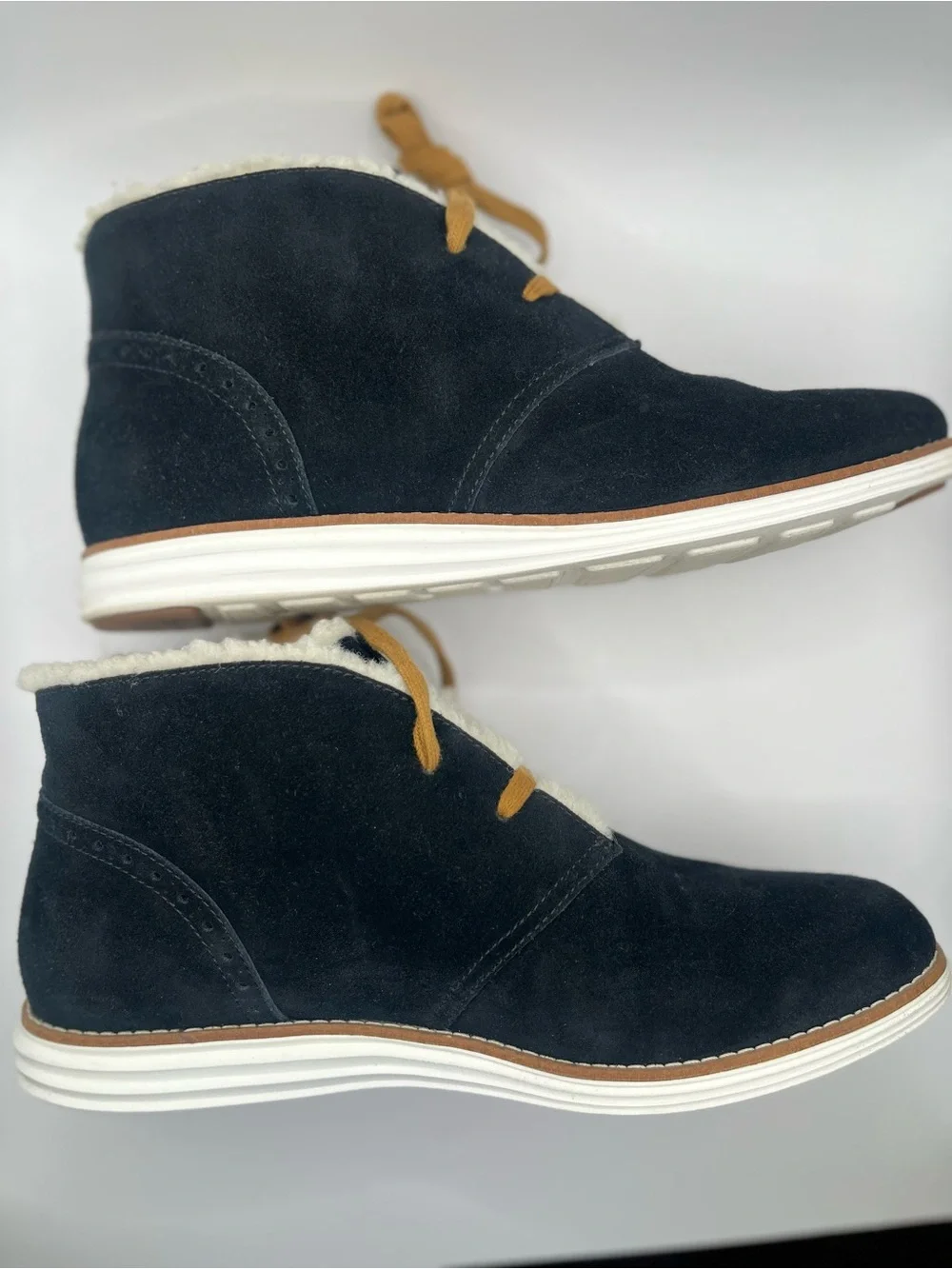 Cole Haan Original Grand Women's 9.5 Shearling Lined Suede Ankle Boots-Black